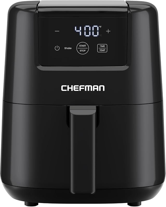 Chefman 2QT compact air fryer with digital timer, shake reminder, and 