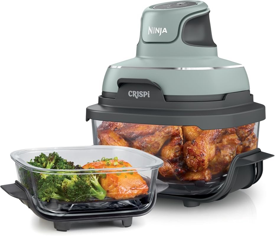 Ninja Crispi Glass Air Fryer with 4QT and 6-Cup Containers for Home Us